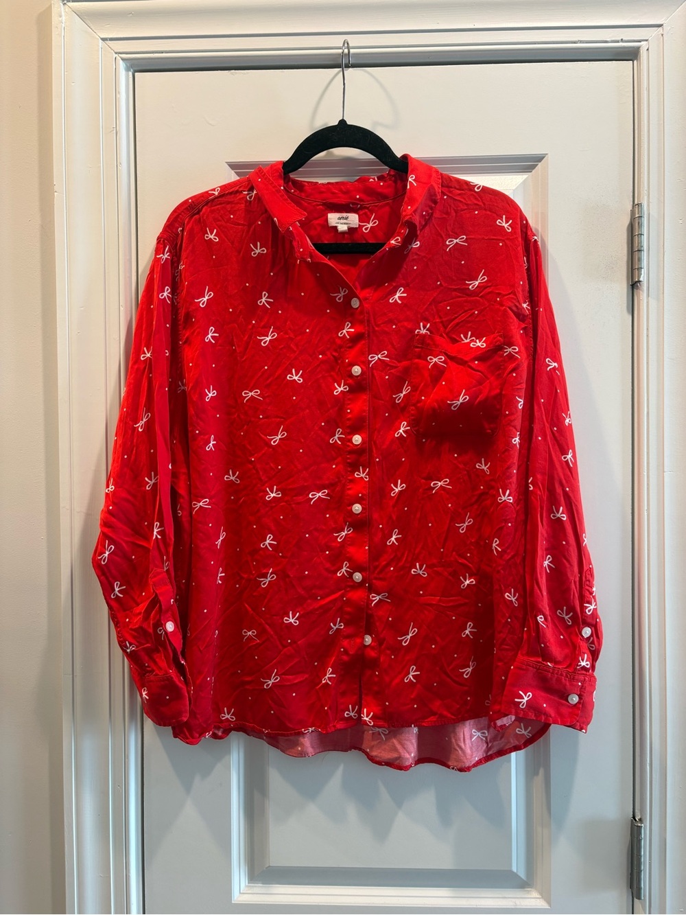 aerie red bow pajama set